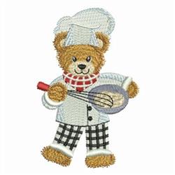 detailed bear machine embroidery pattern - Cooking Bear perfect for kitchen tea towels