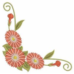 detailed blossom machine embroidery pattern - Corner Blossoms for decorative pillow covers