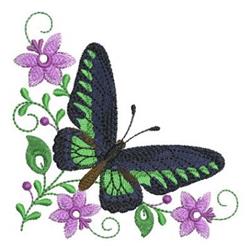 Corner Butterfly - 4x4 butterfly detailed embroidery design for Gallery Exhibits