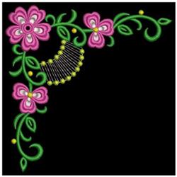 beginner-friendly leaf machine embroidery pattern - Corner Flowers for kitchen tea towels