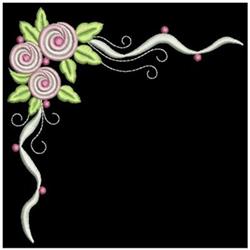 Corner Roses - 4x4 rose beginner-friendly machine embroidery design for Table Linens