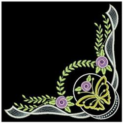 Corner Roses - 4x4 butterfly detailed embroidery design for decorative pillow covers
