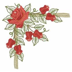 Corner Roses - 4x4 rose detailed machine embroidery design for patchwork quilt blocks