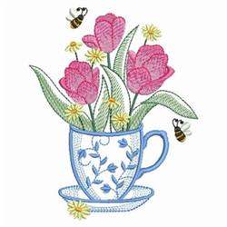 tulip detailed machine embroidery - Crocus & Teacup perfect for reusable tote bags