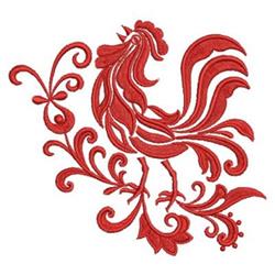 bird detailed machine embroidery - Crowing Rooster perfect for decorative pillow covers