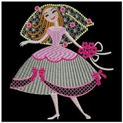 detailed bride machine embroidery pattern - Crystal Brides for reusable tote bags