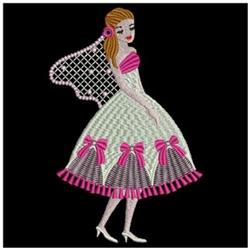 Crystal Brides - 4x4 bride beginner-friendly embroidery design for kitchen tea towels
