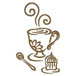 Cupcake & Coffee - 4x4 coffee beginner-friendly embroidery design for kitchen tea towels