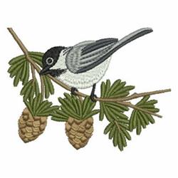 Cute Chickadee - 4x4 bird detailed machine embroidery design for kitchen tea towels