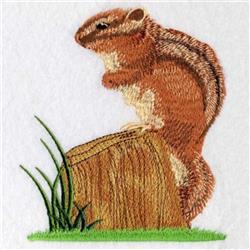 detailed tree machine embroidery pattern - Cute Chipmunk for patchwork quilt blocks