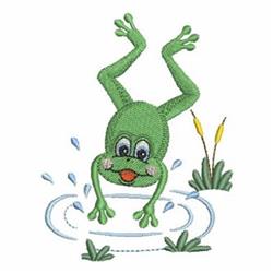 Cute Frog Jumping - 4x4 jumping beginner-friendly embroidery design for cute baby onesies