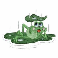 raining detailed machine embroidery - Cute Frog Raining perfect for reusable tote bags