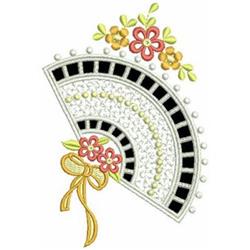 fan detailed machine embroidery - Cutwork Fans perfect for patchwork quilt blocks