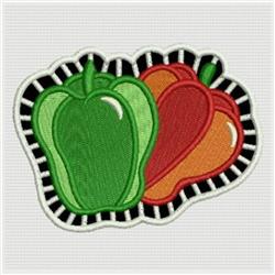 detailed pepper machine embroidery pattern - Cutwork Peppers perfect for kitchen aprons