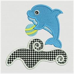 Cutwork Playful Dolphin - 4x4 dolphin detailed embroidery design for Swim Bags