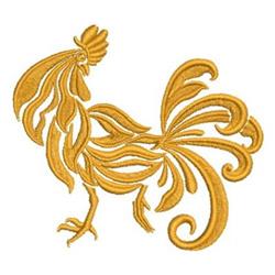 detailed bird machine embroidery pattern - Damask Rooster perfect for kitchen aprons