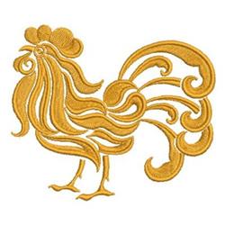 Damask Rooster - 4x4 bird detailed machine embroidery design perfect for kitchen aprons