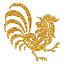bird detailed machine embroidery - Damask Rooster perfect for decorative wall hangings