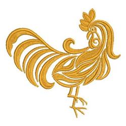 bird detailed machine embroidery - Damask Rooster perfect for decorative pillow covers
