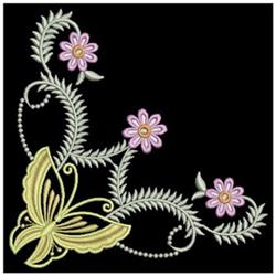Dancing Butterfly Corner - 4x4 butterfly detailed embroidery design for reusable tote bags