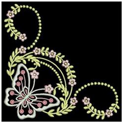 Dancing Butterfly Corner - 4x4 butterfly detailed embroidery design for patchwork quilt blocks