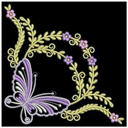 detailed spring butterfly machine embroidery pattern - Dancing Butterfly Corner for Dish Towels