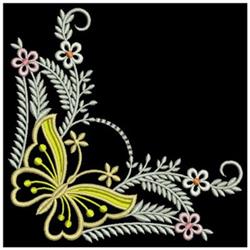 Dancing Butterfly Corner - 4x4 butterfly detailed embroidery design for decorative pillow covers