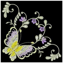 detailed spring butterfly machine embroidery pattern - Dancing Butterfly Corners for patchwork quilt blocks