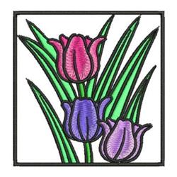 detailed tulip machine embroidery pattern - Deco Tulip Square for kitchen tea towels