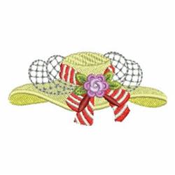 Colorful decorative straw hat featuring a pink flower and red-and-white ribbons, perfect for spring and summer outings.