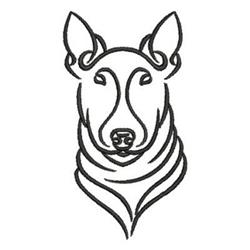Minimalistic line art of a dog's head with pointed ears and abstract features, perfect for trendy dog lovers.