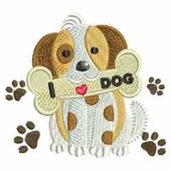 detailed puppy dog machine embroidery pattern - Dog with Bone for cute baby onesies
