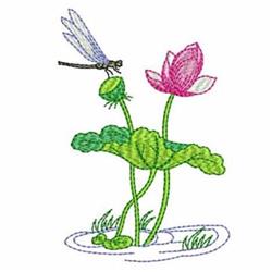 Dragonfly Scene - 4x4 scene beginner-friendly embroidery design for decorative pillow covers