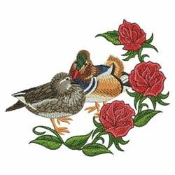 detailed easter bird machine embroidery pattern - Ducks & Roses for patchwork quilt blocks