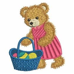 Easter Basket Bear - 4x4 bear detailed machine embroidery design for Baby Blankets