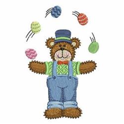 Easter Bear Juggling - 4x4 bear detailed embroidery design for Holiday Sweaters