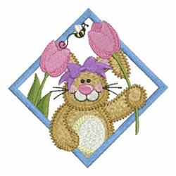 bunny rabbit detailed machine embroidery - Easter Bunny Block for Spring Decor
