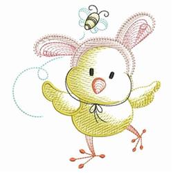 bunny rabbit beginner-friendly machine embroidery - Easter Chick & Bee for patchwork quilt blocks