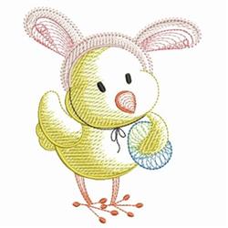 beginner-friendly easter bunny rabbit machine embroidery pattern - Easter Chick for Pillow Cases