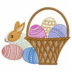detailed easter bunny rabbit machine embroidery pattern - Easter Egg Basket for kitchen tea towels