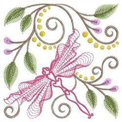 beginner-friendly butterfly machine embroidery pattern - Fancy Dragonfly for patchwork quilt blocks