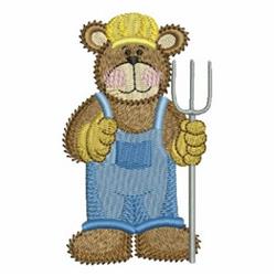 Farmer Bear - 4x4 bear detailed machine embroidery design perfect for Baby Blankets