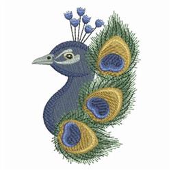 detailed bird machine embroidery pattern - Feathered Peacock for reusable tote bags