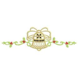 Decorative bell with bow in vibrant colors, adorned with green vines and red flowers, perfect for holiday celebrations.