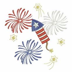 beginner-friendly firework machine embroidery pattern - Fireworks for reusable tote bags