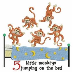 Five Little Monkeys - 5x7 monkey detailed embroidery design for Baby Blankets