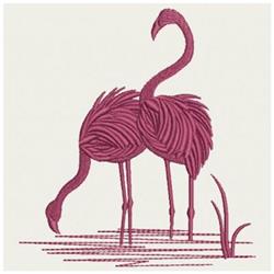 Flamingo Scene - 4x4 bird detailed machine embroidery design for reusable tote bags