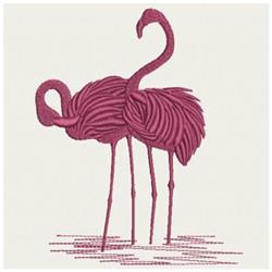 Flamingos - 4x4 bird beginner-friendly machine embroidery design for kitchen tea towels