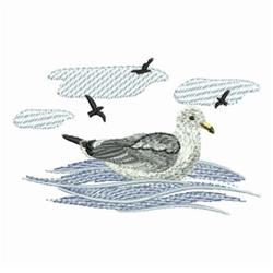 beginner-friendly bird machine embroidery pattern - Floating Seagull for decorative wall hangings