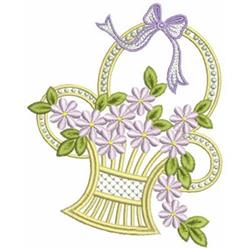 detailed spring basket machine embroidery pattern - Floral Baskets for reusable tote bags
